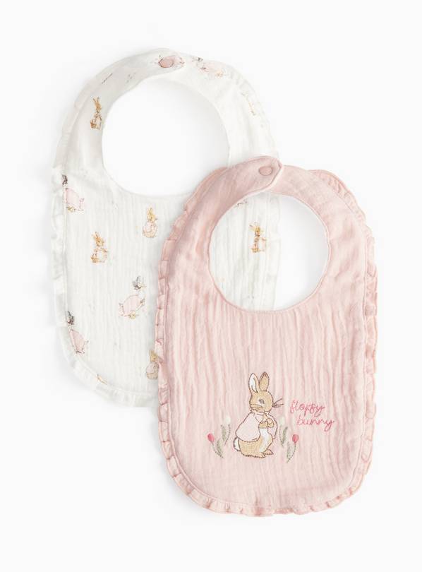 Pink & White Peter Rabbit Bibs 2 Pack One Size